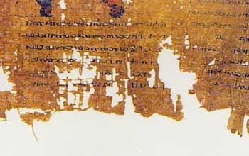 Writing on tattered papyrus